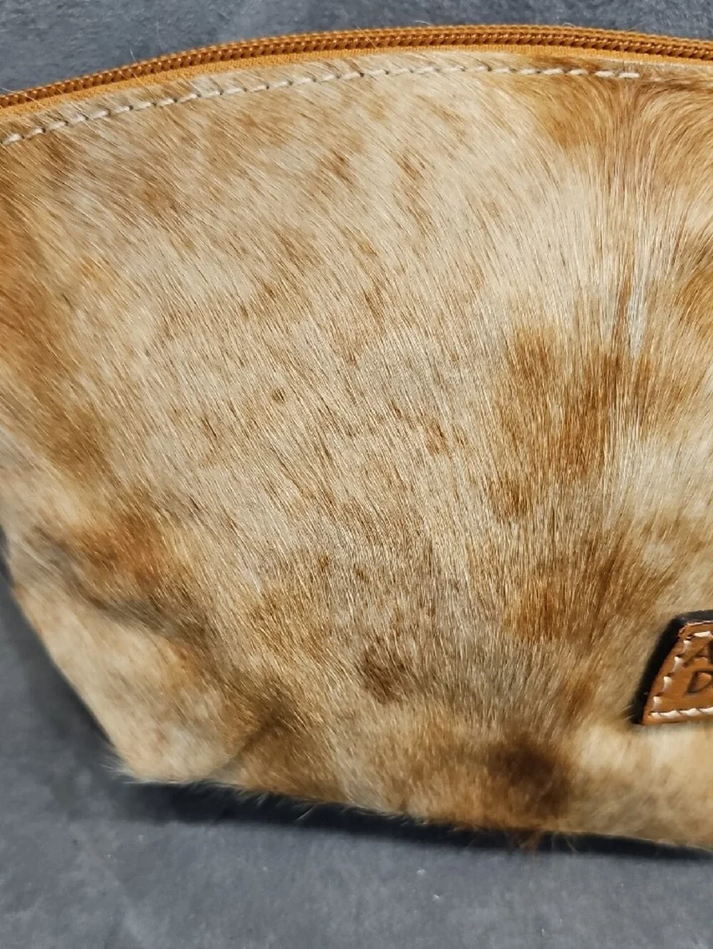 American Darling Cowhide Leather Wristlet Makeup Bag Brindle Western Cowgirl